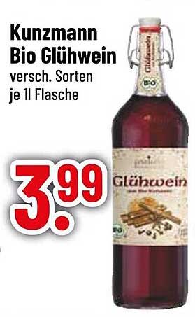Kunzmann Bio Glühwein – verschiedene Sorten je 1l Flasche