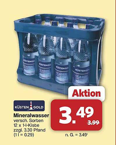 KÜSTENGOLD Mineralwasser 12 x 1-L-Kiste