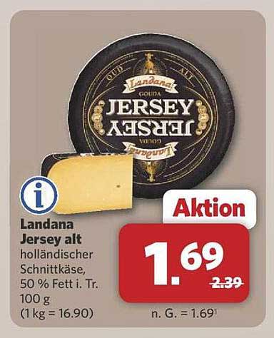 Landana Jersey alt holländischer Schnittkäse 50% Fett i. Tr. 100 g
