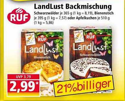 LandLust Backmischung – Bienenstich und Schwarzwälder