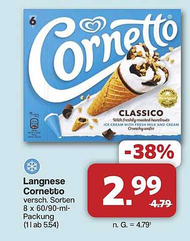 Langnese Cornetto verschiede Sorten 8 x 60/90-ml-Packung