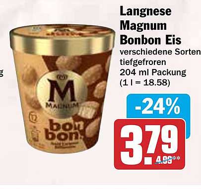 Langnese Magnum Bonbon Eis 204 ml Packung
