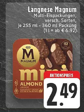 Langnese Magnum Mini-Eisverpackungen, verschiedene Sorten