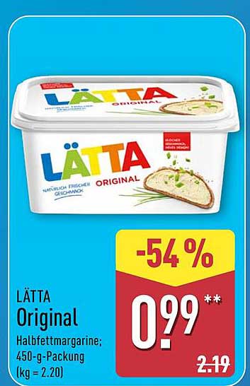 LÄTTA Original Halbfattmargarine, 450-g-Packung