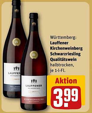 Lauffener Kirchenweinberg Schwarzriesling Qualitätswein halbtrocken 1-Liter-Flasche