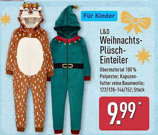 L&D Weihnachts-Plüsch-Einteiler