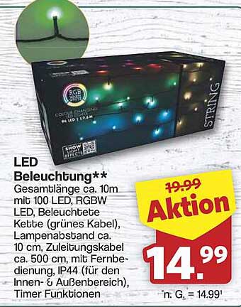LED Beleuchtung 10m mit 100 RGBW LEDs