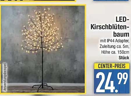 LED-Kirschblütenbaum mit IP44 Adapter, Zuleitung ca. 5m, Höhe ca. 150cm