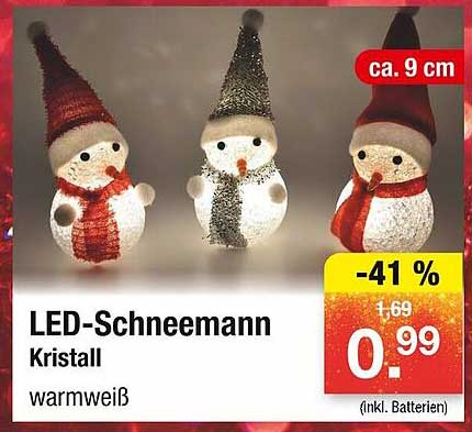 LED-Schneemann Kristall warmweiß