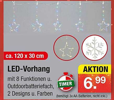 LED-Vorhang mit 8 Funktionen und Outdoorbatteriefach