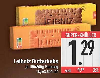 Leibniz Butterkeks je 150/200g Packung