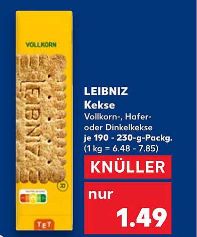 LEIBNIZ Kekse Vollkorn-, Hafer- oder Dinkelkekse je 190 - 230-g-Pack.