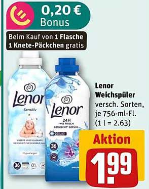 Lenor Weichspüler verschiedene Sorten, je 756-ml-Fl.