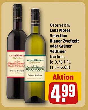Lenz Moser Selection Blauer Zweigelt oder Grüner Veltliner trocken, je 0,75 l-Fl.