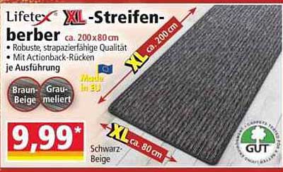 Lifetex XL-Streifenberber Teppich 200x80 cm