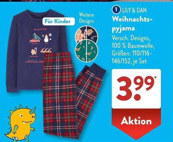 LILY & DAN Weihnachts-Pyjama für Kinder
