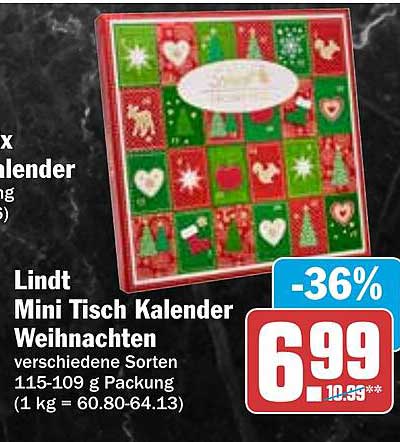 Lindt Mini Tisch Kalender Weihnachten