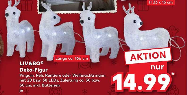 LIV&BO® Deko-Figur - Rentier, Pinguin oder Weihnachtsmann