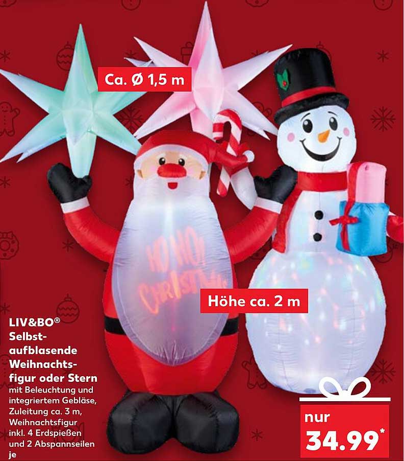 LIV&BO® Selbstaufblasende Weihnachtsfigur oder Stern