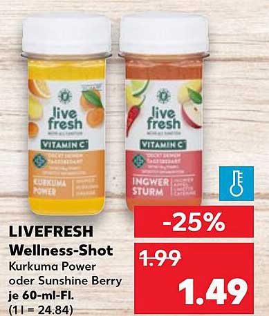 LIVEFRESH Wellness-Shot Kurkuma Power oder Sunshine Berry je 60-ml-Fl.