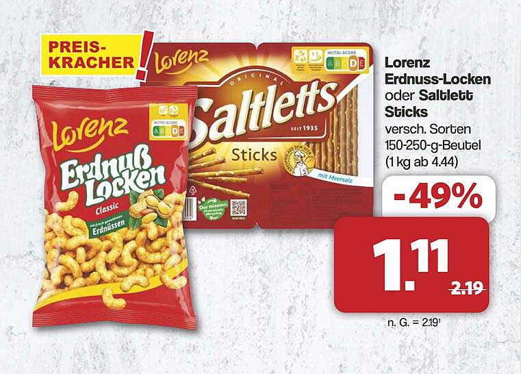 Lorenz Erdnuss-Locken oder Saltletts Sticks