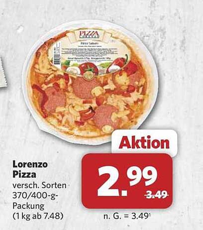 Lorenzo Pizza, verschiedene Sorten 370/400-g-Packung