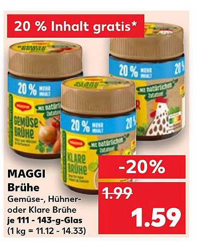 MAGGI Brühe: Gemüse-, Hühner- oder Klare Brühe je 111 - 143-g-Glas