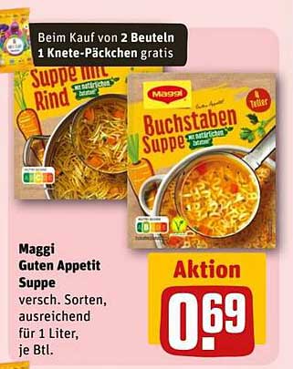 Maggi Guten Appetit Suppe Buchstaben Suppe mit natürlichen Zutaten