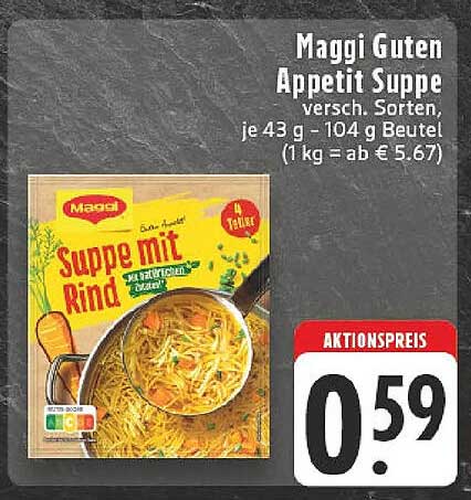 Maggi Guten Appetit Suppe, verschiedene Sorten