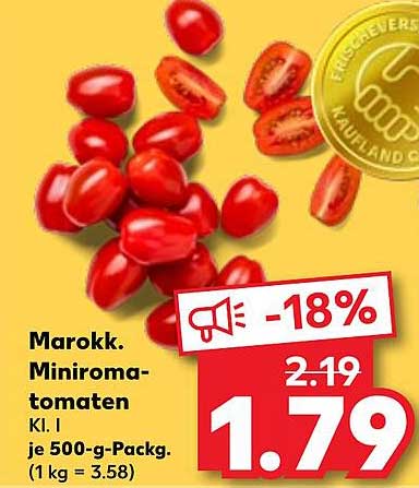 Marokk. Minitomaten KI. I je 500-g-Pack.