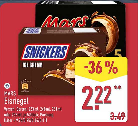 Mars und Snickers Eisriegel - Verschiedene Sorten