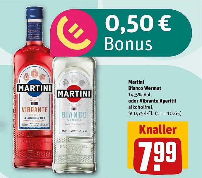 Martini Bianco Wermut oder Vibrante Aperitif 0,75L