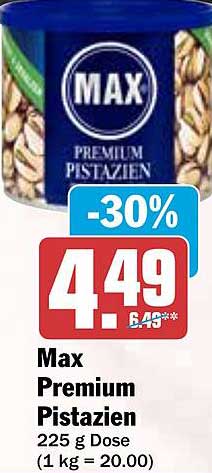 Max Premium Pistazien 225 g Dose