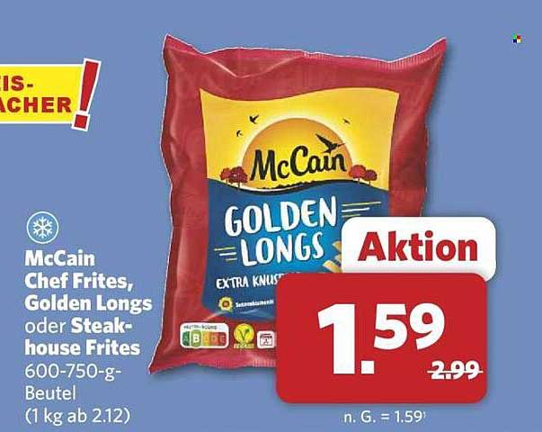 McCain Chef Frites, Golden Longs oder Steakhouse Frites 600-750-g-Beutel