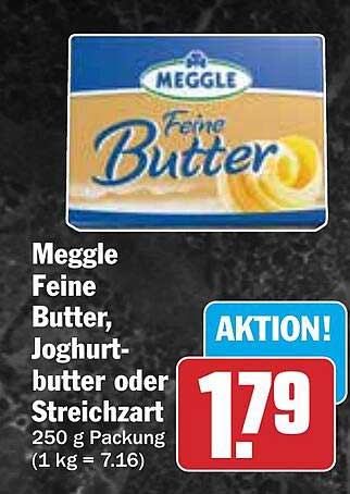 Meggle Feine Butter, Joghurtbutter oder Streichzart - 250 g Packung