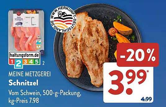 MEINE METZGEREI Schnitzel vom Schwein, 500-g-Packung