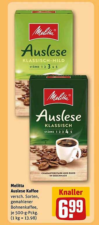 Melitta Auslese Kaffee - verschiedene Sorten, gemahlener Bohnenkaffee