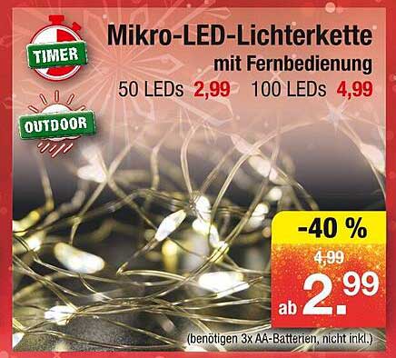 Mikro-LED-Lichterkette mit Fernbedienung