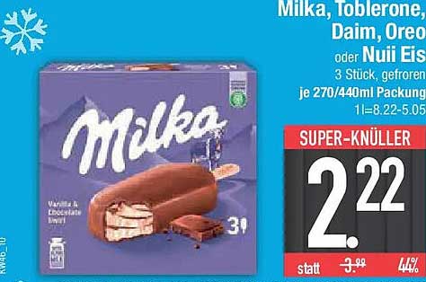 Milka Eiscreme - 3 Stück Packung (Vanille & Schokolade)