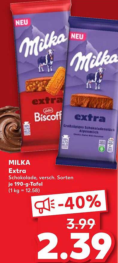 MILKA Extra Schokolade, verschiedene Sorten, 190-g-Tafel