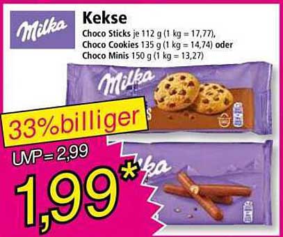 Milka Kekse: Choco Sticks, Choco Cookies oder Choco Minis