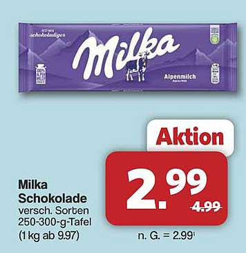 Milka Schokolade - verschiedene Sorten (250-300 g-Tafel)