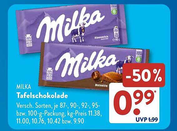 MILKA Tafelschokolade 100 g - viele Sorten