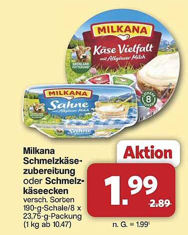 Milkana Schmelzkäsezubereitung oder Schmelzkäseecken