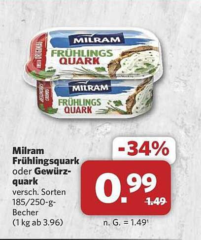 Milram Frühlingsquark oder Gewürzquark 185/250-g-Becher