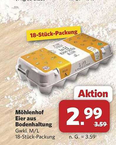 Möhlenhof Eier aus Bodenhaltung 18-Stück-Packung