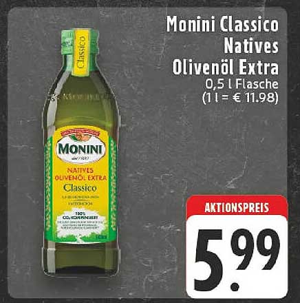Monini Classico Natives Olivenöl Extra 0,5 l Flasche