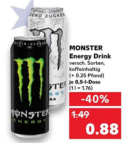 MONSTER Energy Drink – jetzt mit 40% Rabatt!