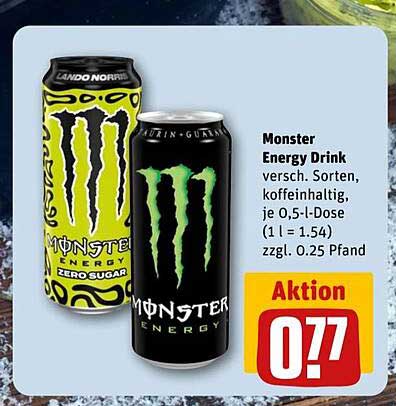 Monster Energy Drink, verschiedene Sorten, Aktion 0,77 €