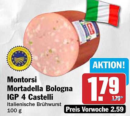 Montorsi Mortadella Bologna IGP 4 Castelli 100 g